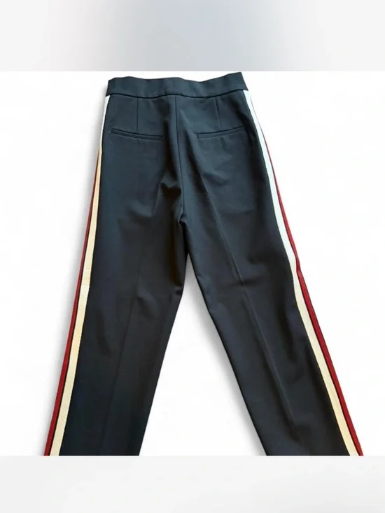 Sandro Paris Black Track-Style Trousers with Red & White Side Stripe - Picture 6 of 7